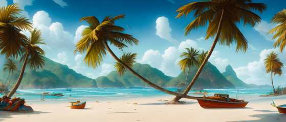 Artistic concept illustration of a sea bay background illustration.