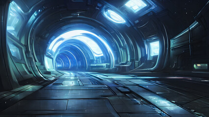 Artistic concept illustration of a undeground tunnel, background illustration.
