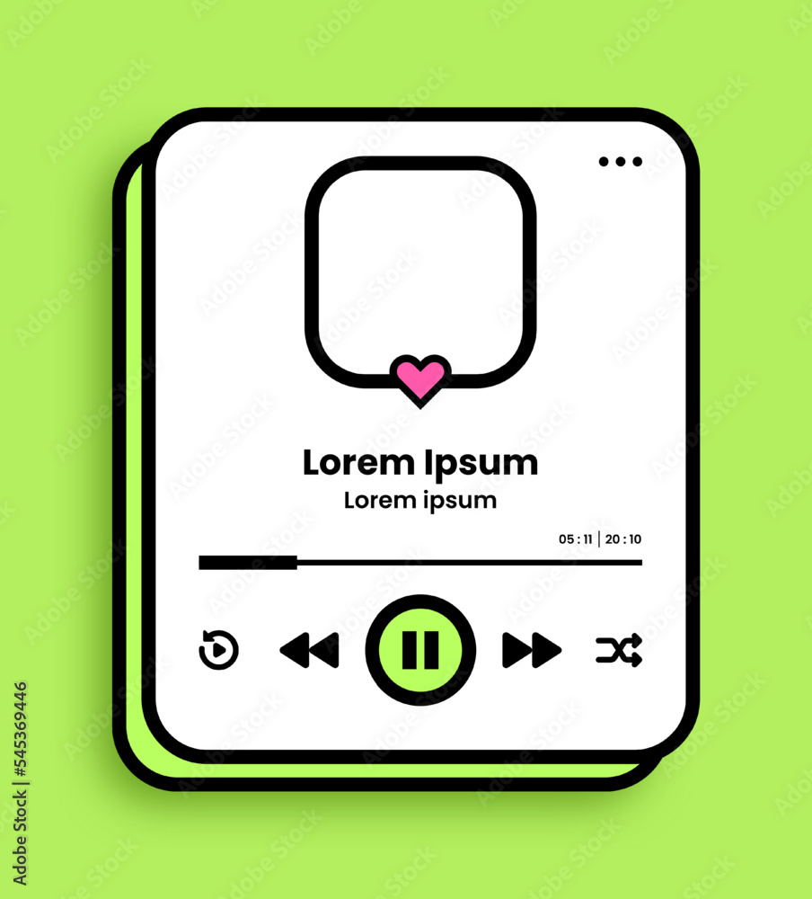 Poster audio player interface in nostalgic design style. multimedia application editable mockup.