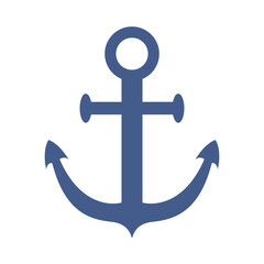 Vector ship anchor in flat design. Blue boat anchor.