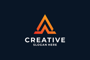 Creative Letter A logo design with creative triangle concept.