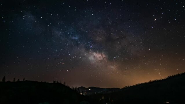 Night sky timelapse with stars and Milky Way. Earth rotation evidence