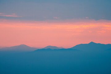 Fototapeta na wymiar Beautiful mountain landscape with morning mist