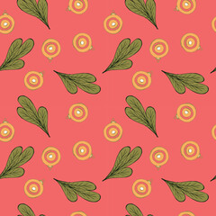 Christmas and Happy New Year seamless pattern with Christmas balls and gifts. Trendy retro style. Vector design template.
