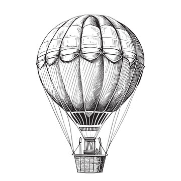 Hot air balloon aerostat sketch hand drawn Vector illustration.
