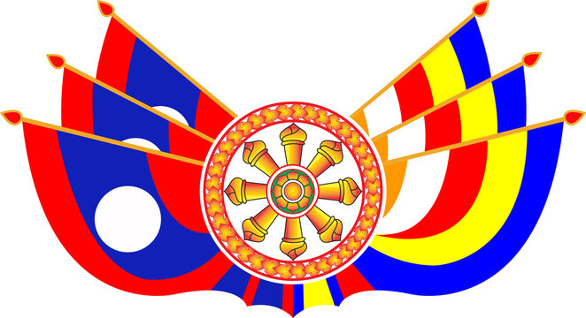 Lao flag, Buddhist flag and logo