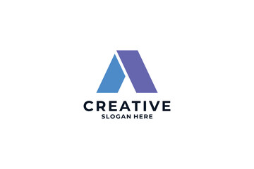 Creative letter A with unique concept logo design.