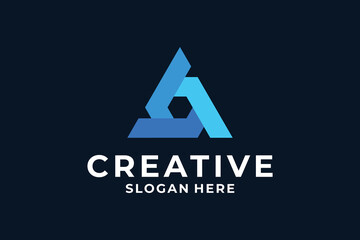 Creative letter A with unique concept logo design.