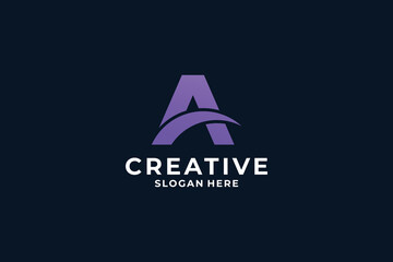 Creative letter A with unique concept logo design.