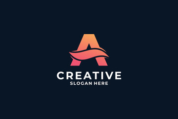 Creative letter A with unique concept logo design.