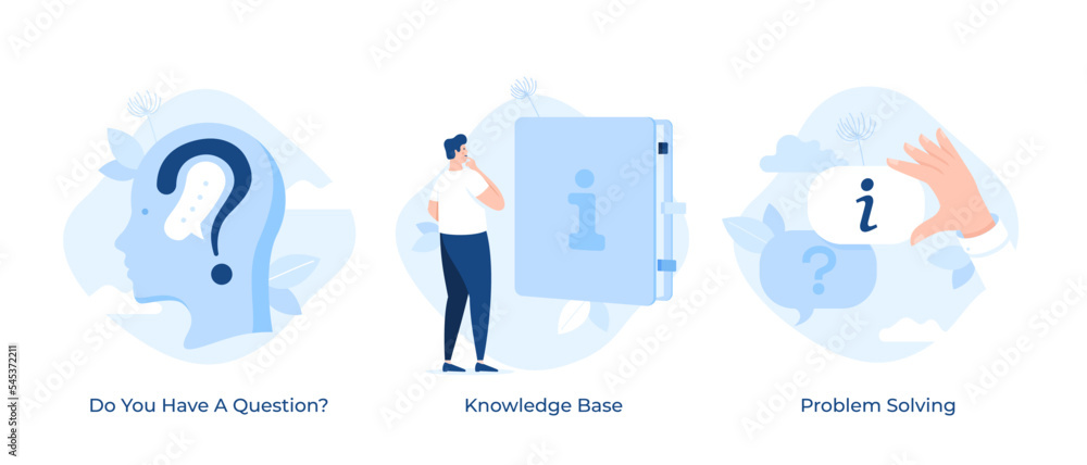 Poster set of 3 vector faq concepts