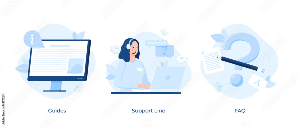 Poster set of 3 vector faq concepts