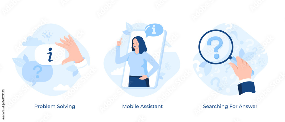 Poster set of 3 vector faq concepts