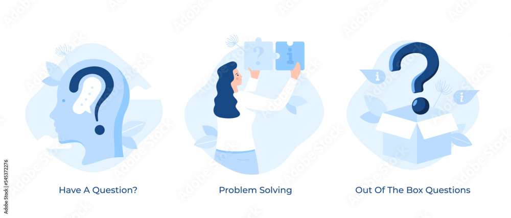 Poster set of 3 vector faq concepts