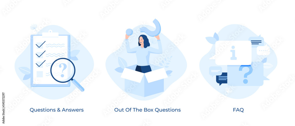 Poster set of 3 vector faq concepts