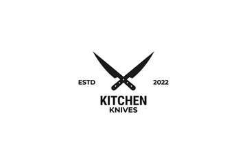 Cross kitchen knives and chef knife logo vector illustration design