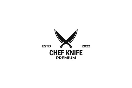Cross kitchen knives and chef knife logo vector illustration design