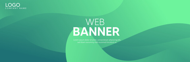 Abstract green background, Abstract green background with waves, Green banner