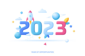 2023 Year Of Opportunities In Flat 3D Style