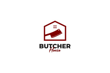 Butcher house logo design vector illustration idea