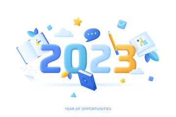 2023 Year Of Opportunities In Flat 3D Style