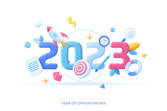 2023 Year Of Opportunities In Flat 3D Style