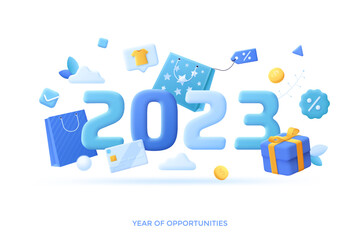 2023 Year Of Opportunities In Flat 3D Style