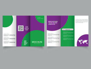 Trifold brochure printable template. Design with circles.