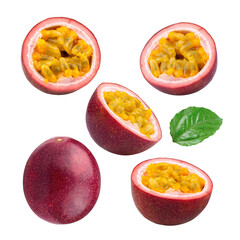 Set of passion fruit isolated on transparent png