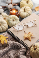 Autumn composition. Cozy home atmosphere