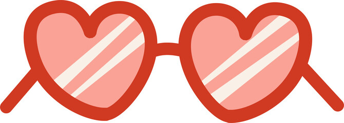 Red retro glasses in the shape of hearts