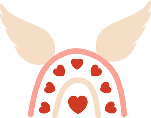 Rainbow with hearts and cupid's wings