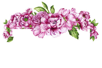 Watercolor gouache liberty vintage sweet bouquet of flowers stock illustration pink and yellow color