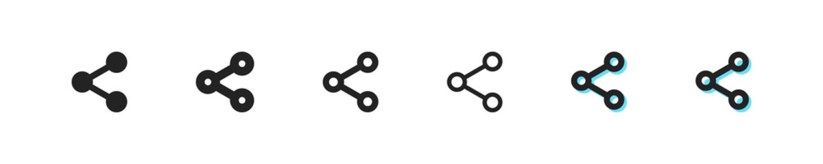 Feedback set icon. Repost, send to, share with friends, emotion, reacrions. Review concept. Vector black line icon on white background