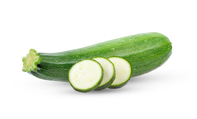 Zucchini with slice isolated on transparent png