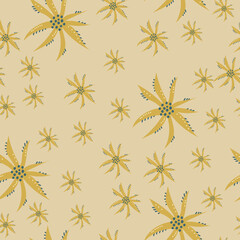 Seamless marine pattern starfish on a yellow background digital paper, for surface design, kids clothing,print