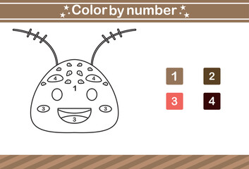 color by number of cute insect Educational game suitable for kids and preschool