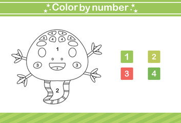 color by number of cute animal.Educational game suitable for kids and preschool