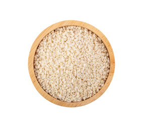 Sesame in wood bowl isolated on transparent png