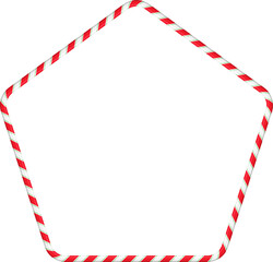 Fototapeta premium Christmas red, green, white striped candy cane frame border isolated on transparent background, clip art, PNG illustration for new year design.