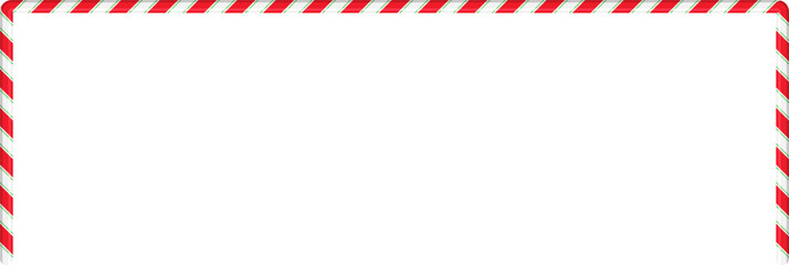 Fototapeta premium Christmas red, green, white striped candy cane half frame border isolated on transparent background, cut out ,clip art, PNG illustration for new year design.