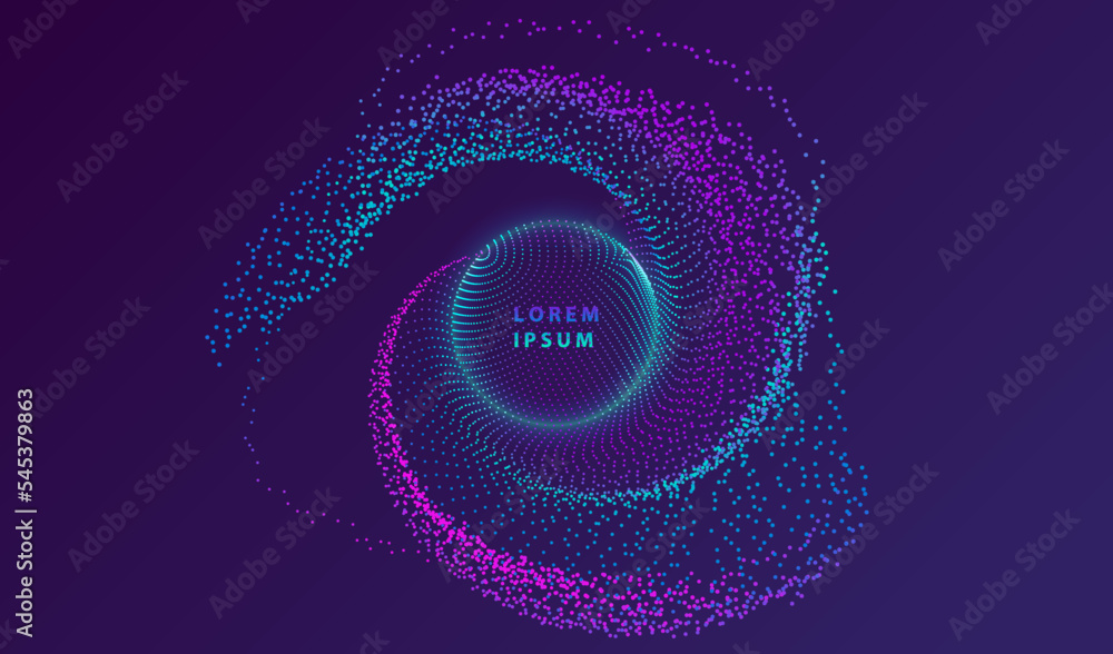 Poster liquid dots glowing abstract background. neon explosion splash surface shapes design. modern cyber l