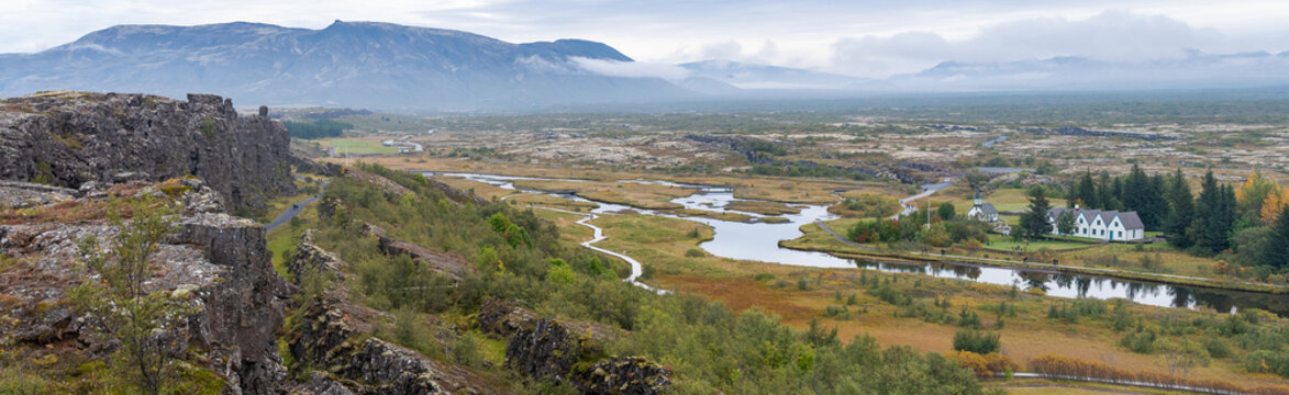 Landscape of &THORN;ingvellir National Park (Iceland)