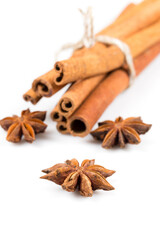 Stars anise and cinnamon isolated