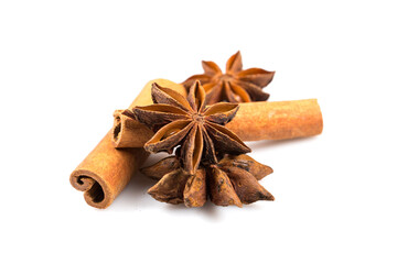 Stars anise and cinnamon isolated