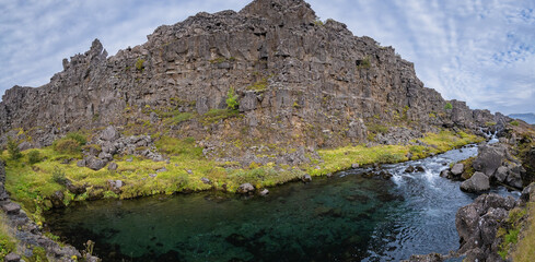 Landscape of Þingvellir National Park (Iceland)
