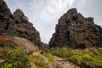 Fototapeta na wymiar Landscape of Þingvellir National Park (Iceland)