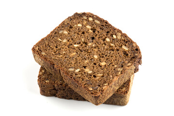 Rye bread slices isolated on white background