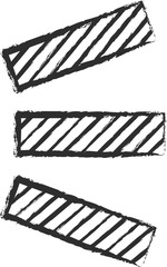 Sketch chalk style serif font handdrawn art. Chalked contour bold uppercase symbols and punctuation marks, filled with chalky lines. Decoration grunge dash elements for chalk board classroom design