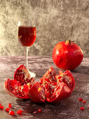 Granatapfel, Granatapfelsaft, Körner, Granatapfelkörner ,Glas